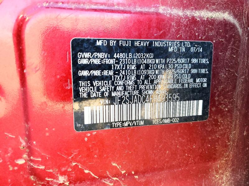 Продажа на аукционе авто 2015 Subaru Forester, vin: JF2SJADC4FH493595, номер лота: 52851796