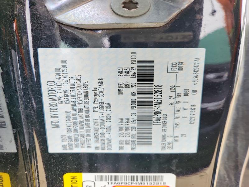 54730986 :رقم المزاد ، 1FA6P8CF4M5152818 vin ، 2021 Ford Mustang مزاد بيع
