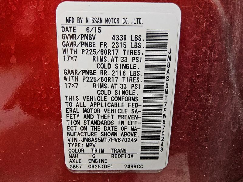 Продажа на аукционе авто 2015 Nissan Rogue Select, vin: JN8AS5MT7FW670249, номер лота: 53218636