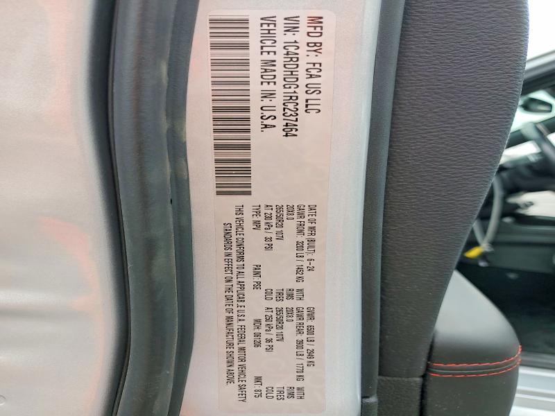 2024 Dodge Durango მანქანა იყიდება აუქციონზე, vin: 1C4RDHDG1RC237464, აუქციონის ნომერი: 54708816