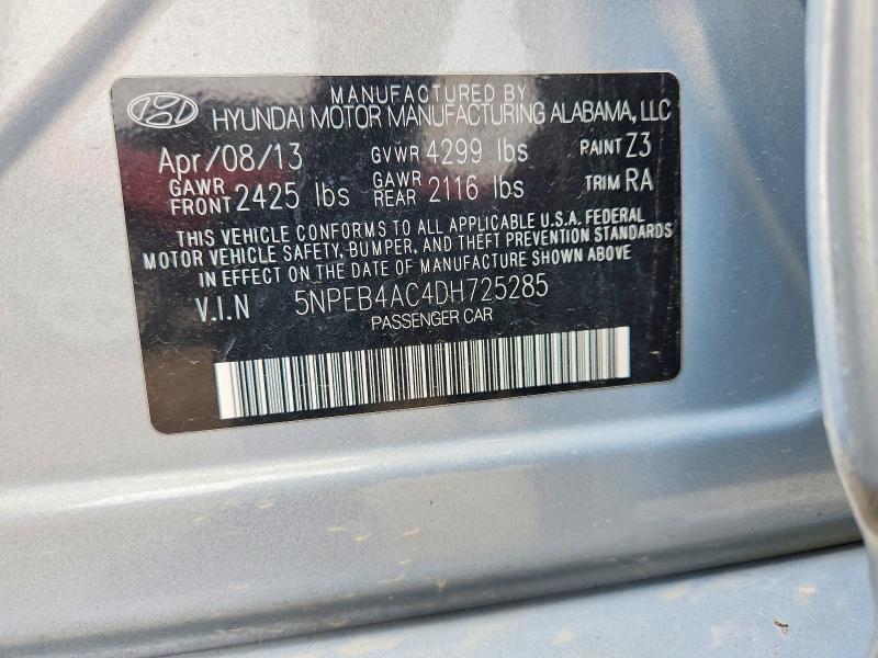 54187686 :رقم المزاد ، 5NPEB4AC4DH725285 vin ، 2013 Hyundai Sonata مزاد بيع