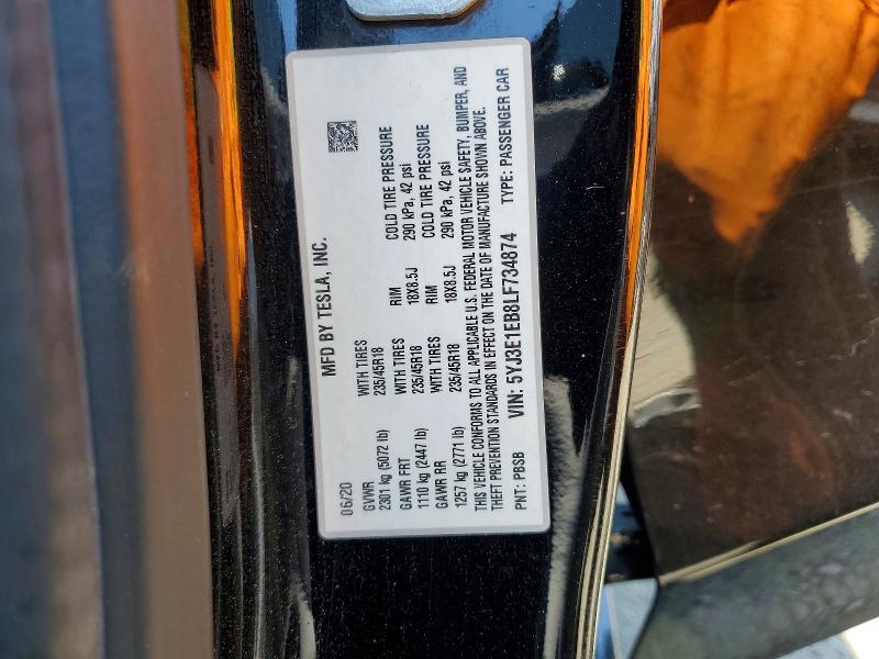 Продаж на аукціоні авто 2020 Tesla Model 3, vin: 5YJ3E1EB8LF734874, номер лоту: 53904926