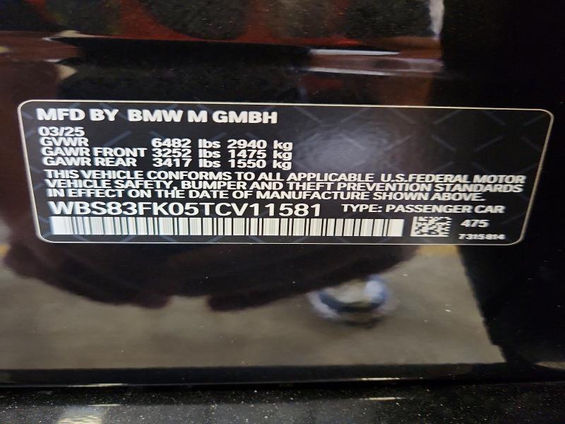 52913906 :رقم المزاد ، WBS83FK05TCV11581 vin ، 2026 Bmw M5 مزاد بيع
