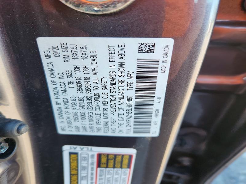 Продаж на аукціоні авто 2020 Honda Cr-v, vin: 2HKRW2H86LH687861, номер лоту: 52897316
