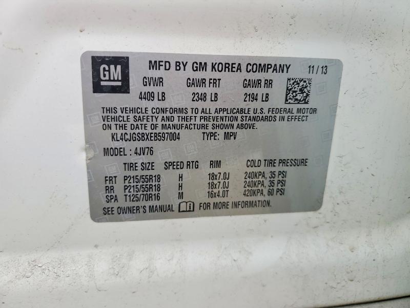 Продаж на аукціоні авто 2014 Buick Encore, vin: KL4CJGSBXEB597004, номер лоту: 54850686