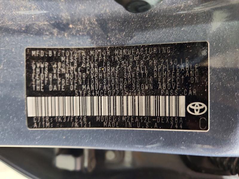 2023 Toyota Corolla მანქანა იყიდება აუქციონზე, vin: 5YFS4MCE0PP157135, აუქციონის ნომერი: 54137216