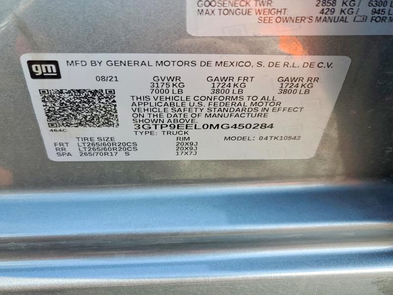 Продаж на аукціоні авто 2021 Gmc Sierra, vin: 3GTP9EEL0MG450284, номер лоту: 53203266