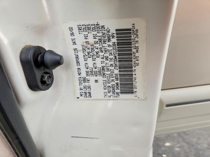 52414766 :رقم المزاد ، JT6HT00W4Y0120384 vin ، 2000 Lexus Lx مزاد بيع