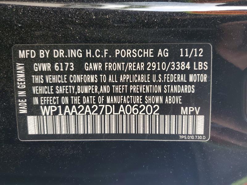 Продаж на аукціоні авто 2013 Porsche Cayenne, vin: WP1AA2A27DLA06202, номер лоту: 54710316
