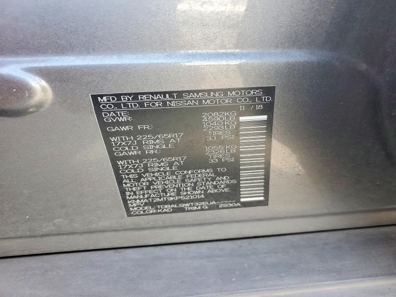 Aukcja sprzedaży 2019 Nissan Rogue, vin: KNMAT2MT9KP521014, numer aukcji: 52141176