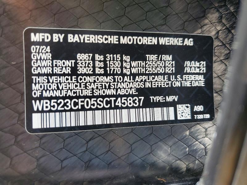 Aukcja sprzedaży 2025 Bmw Ix, vin: WB523CF05SCT45837, numer aukcji: 55119086