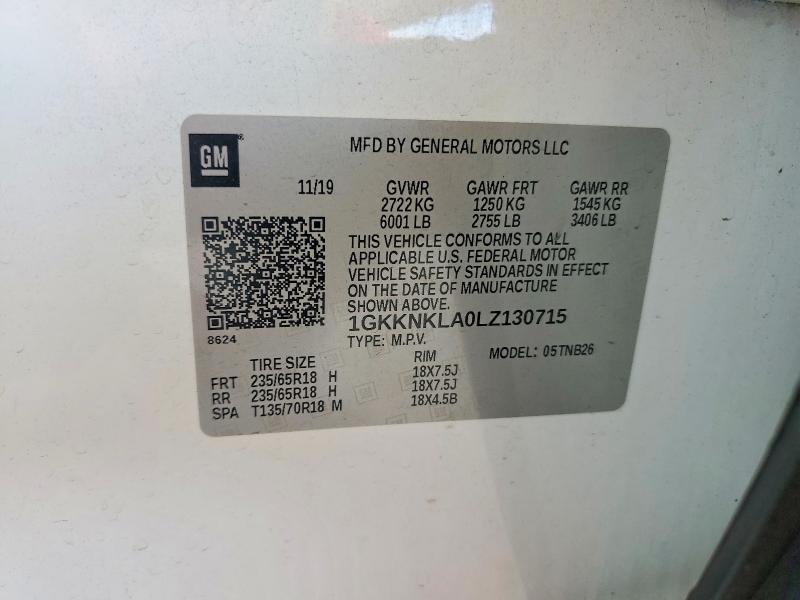 Продаж на аукціоні авто 2020 Gmc Acadia, vin: 1GKKNKLA0LZ130715, номер лоту: 54062526