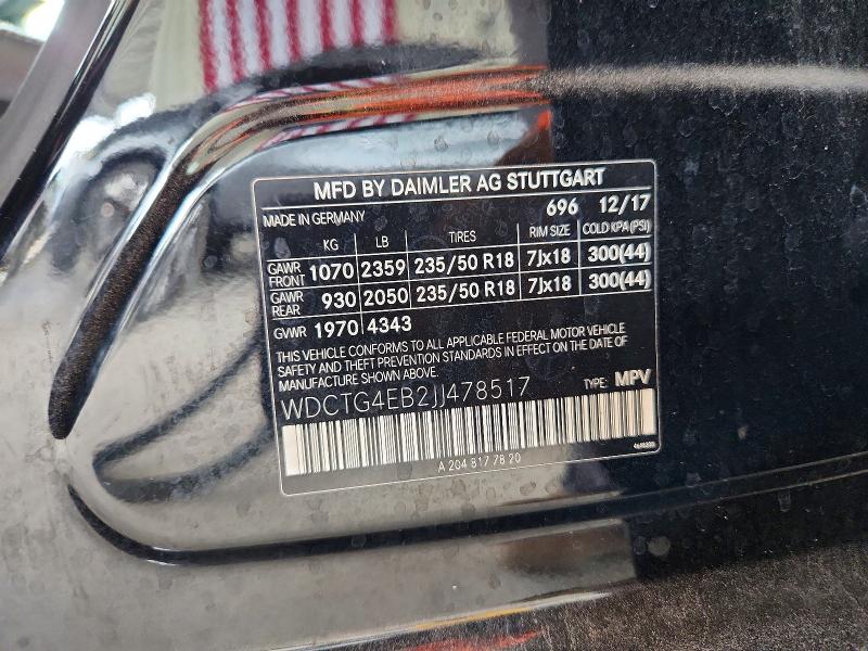 55686966 :رقم المزاد ، WDCTG4EB2JJ478517 vin ، 2018 Mercedes-benz Gla مزاد بيع