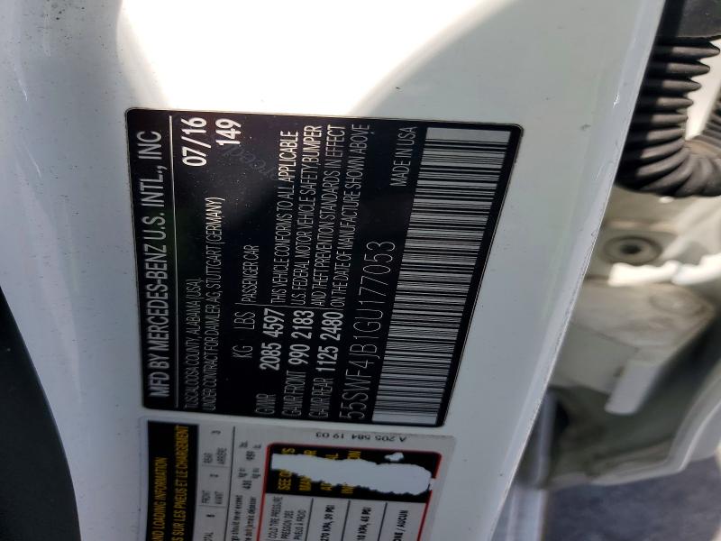 Продажа на аукционе авто 2016 Mercedes-benz C, vin: 55SWF4JB1GU177053, номер лота: 52470426