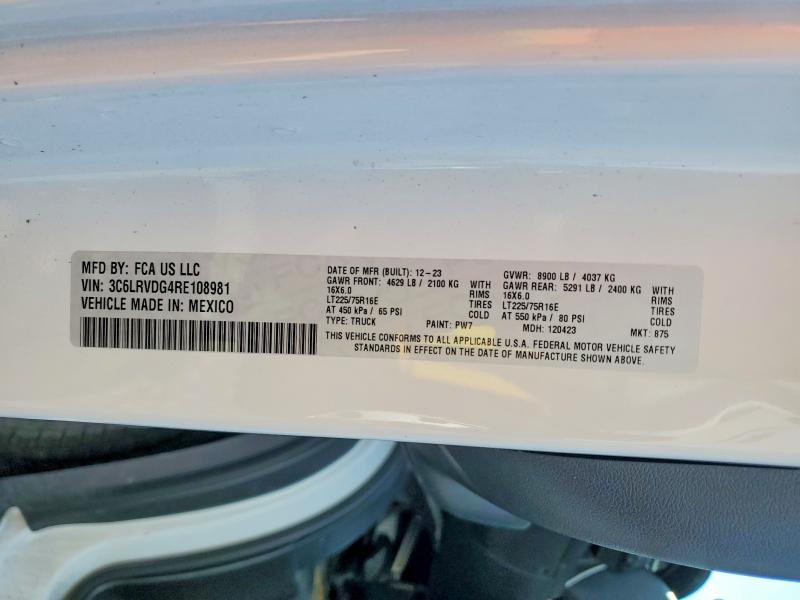 Aukcja sprzedaży 2024 Ram Promaster 2500, vin: 3C6LRVDG4RE108981, numer aukcji: 53402486