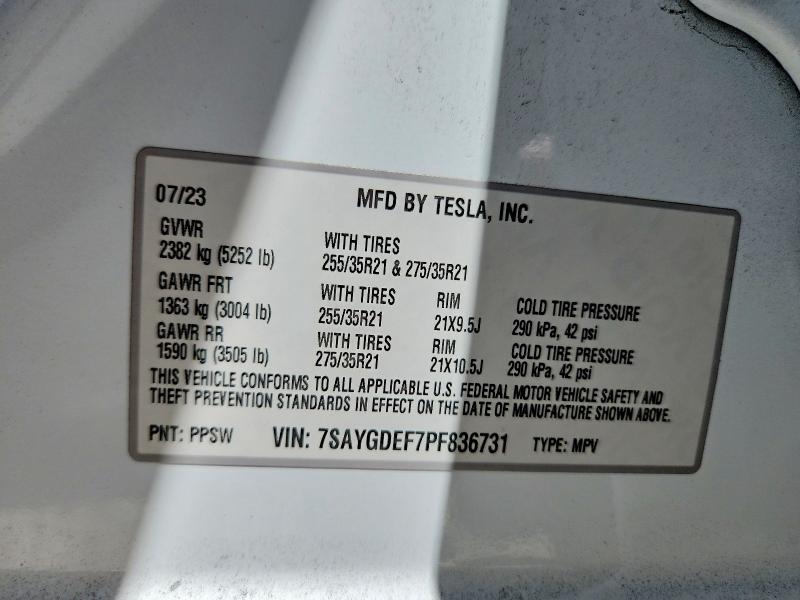 Продажа на аукционе авто 2023 Tesla Model Y, vin: 7SAYGDEF7PF836731, номер лота: 53754116