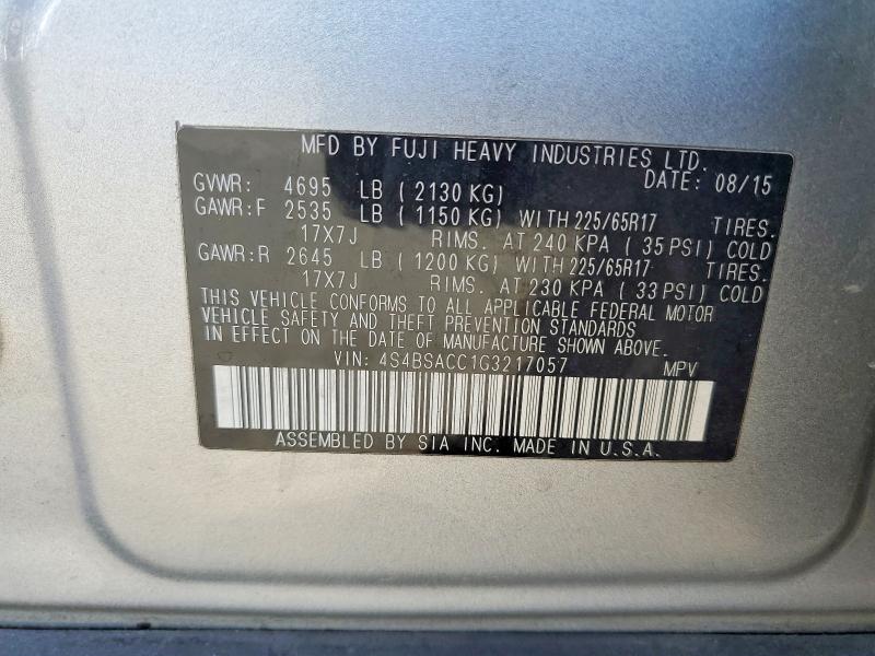 Продажа на аукционе авто 2016 Subaru Outback, vin: 4S4BSACC1G3217057, номер лота: 55009316