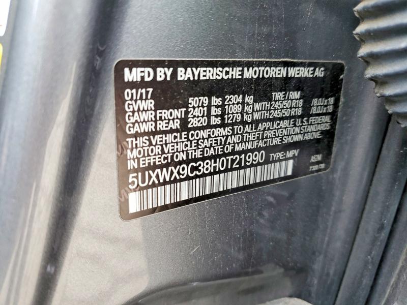 Aukcja sprzedaży 2017 Bmw X3, vin: 5UXWX9C38H0T21990, numer aukcji: 54216666