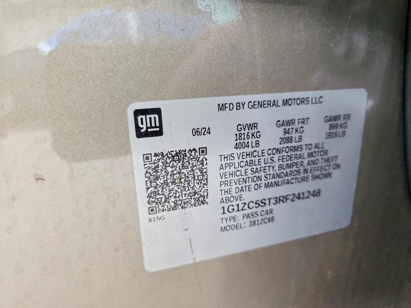 Aukcja sprzedaży 2024 Chevrolet Malibu, vin: 1G1ZC5ST3RF241248, numer aukcji: 54786316