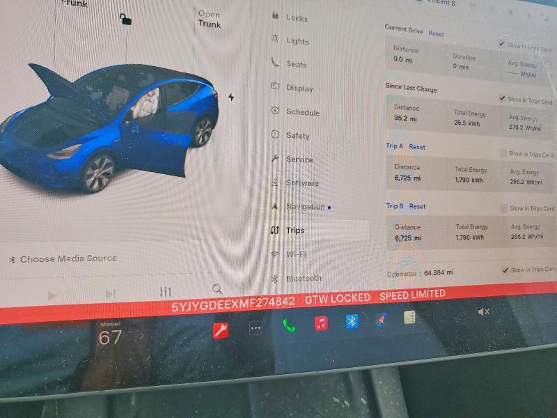 Aukcja sprzedaży 2021 Tesla Model Y, vin: 5YJYGDEEXMF274842, numer aukcji: 53995456