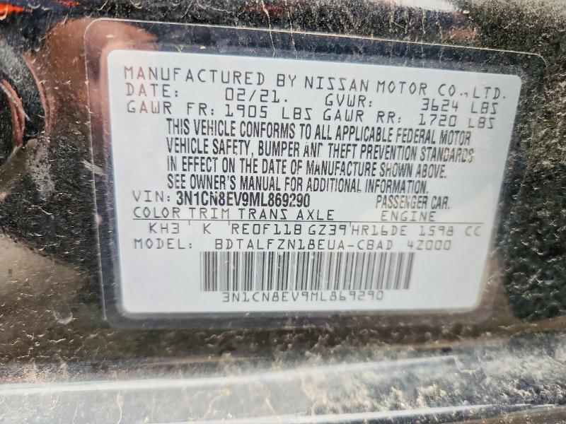 54081856 :رقم المزاد ، 3N1CN8EV9ML869290 vin ، 2021 Nissan Versa مزاد بيع