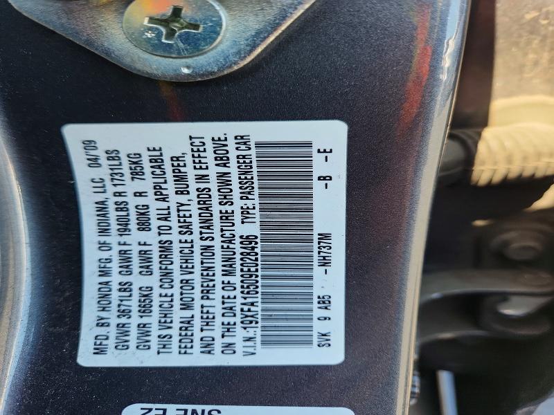 Продаж на аукціоні авто 2009 Honda Civic, vin: 19XFA16509E028496, номер лоту: 54840146