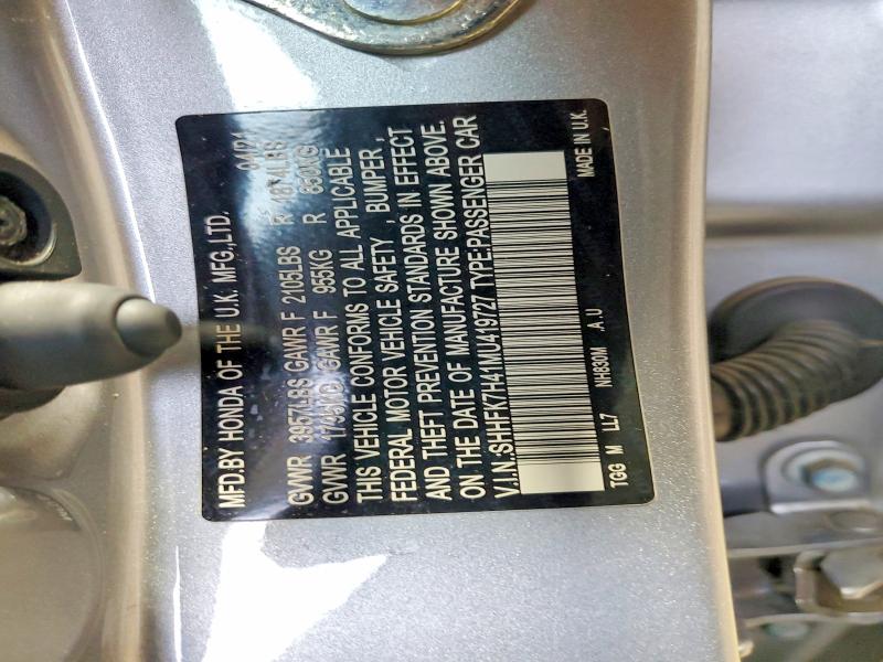 Продажа на аукционе авто 2021 Honda Civic, vin: SHHFK7H41MU419727, номер лота: 54838126