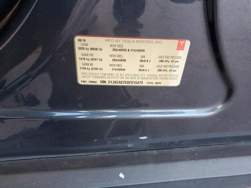 Продажа на аукционе авто 2016 Tesla Model X, vin: 5YJXCAE25GF015479, номер лота: 52730516