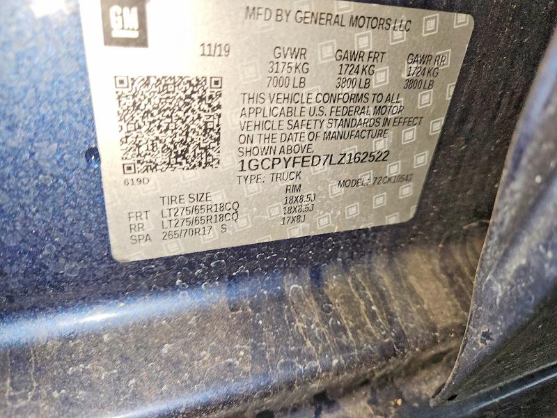 Aukcja sprzedaży 2020 Chevrolet Silverado, vin: 1GCPYFED7LZ162522, numer aukcji: 53044916