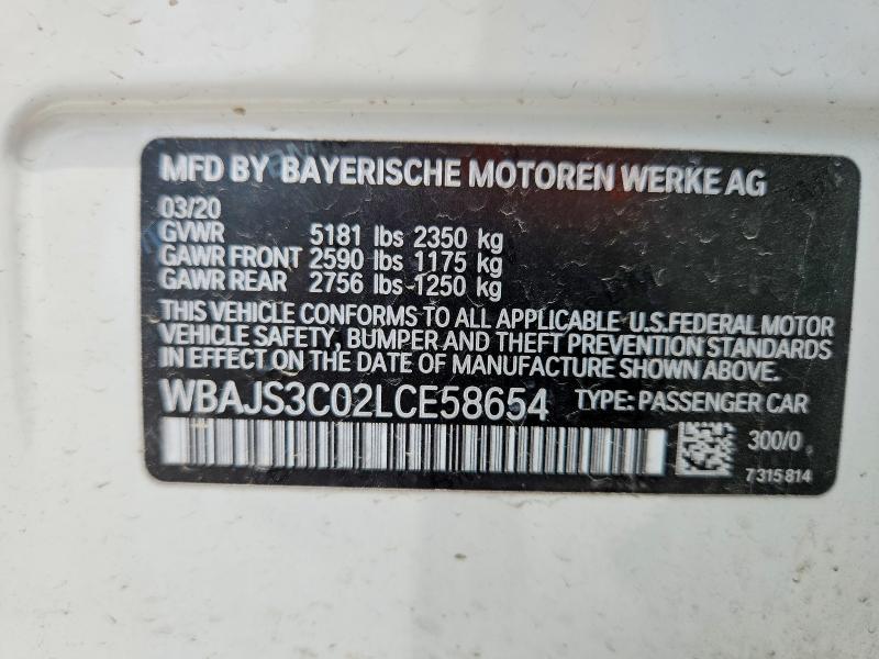 Aukcja sprzedaży 2020 Bmw 540, vin: WBAJS3C02LCE58654, numer aukcji: 54905696