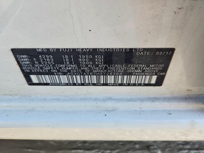 Aukcja sprzedaży 2017 Subaru Impreza, vin: 4S3GTAT67H3728369, numer aukcji: 54862396