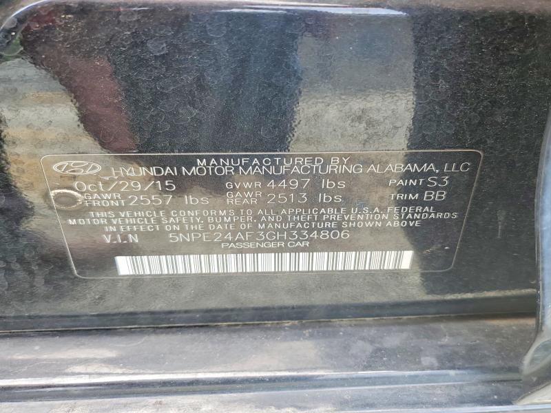 54690526 :رقم المزاد ، 5NPE24AF3GH334806 vin ، 2016 Hyundai Sonata مزاد بيع