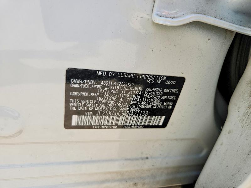 Aukcja sprzedaży 2021 Subaru Forester, vin: JF2SKAUC9MH421138, numer aukcji: 52487816