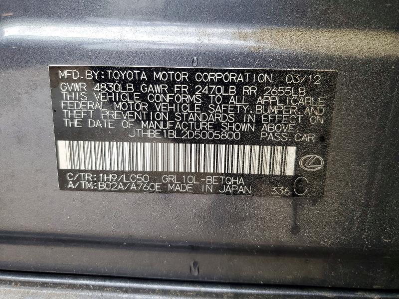 Продажа на аукционе авто 2013 Lexus Gs, vin: JTHBE1BL2D5005800, номер лота: 53300596