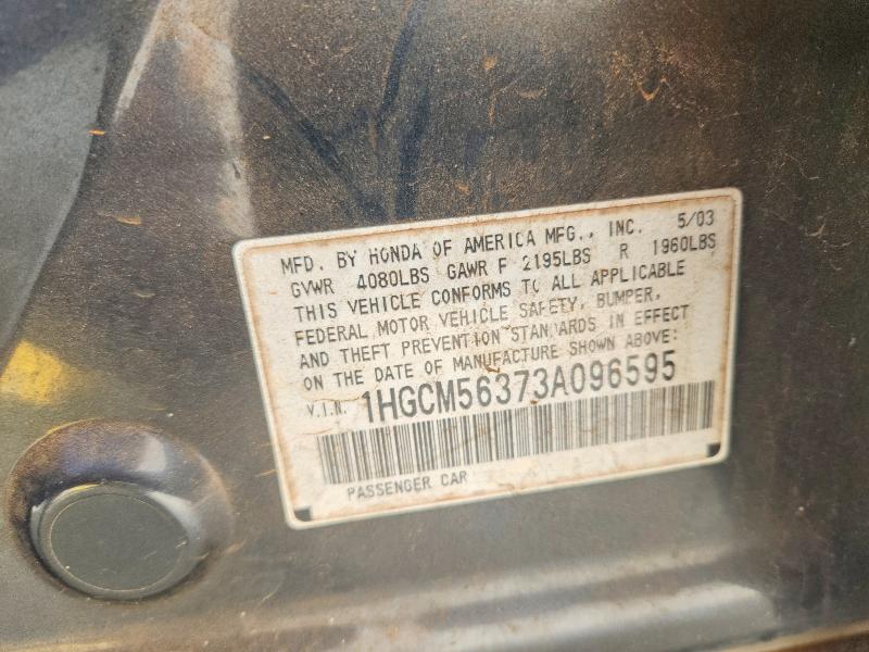 Aukcja sprzedaży 2003 Honda Accord, vin: 1HGCM56373A096595, numer aukcji: 54049336