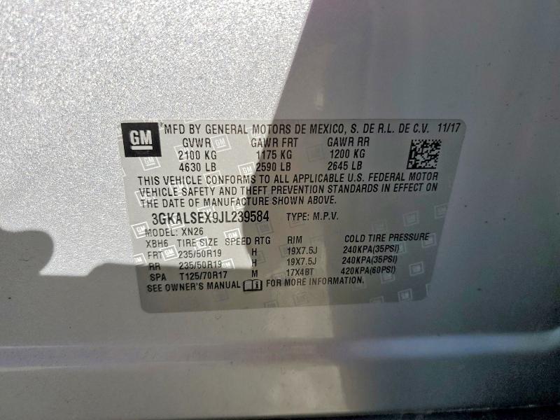 2018 Gmc Terrain მანქანა იყიდება აუქციონზე, vin: 3GKALSEX9JL239584, აუქციონის ნომერი: 53687456