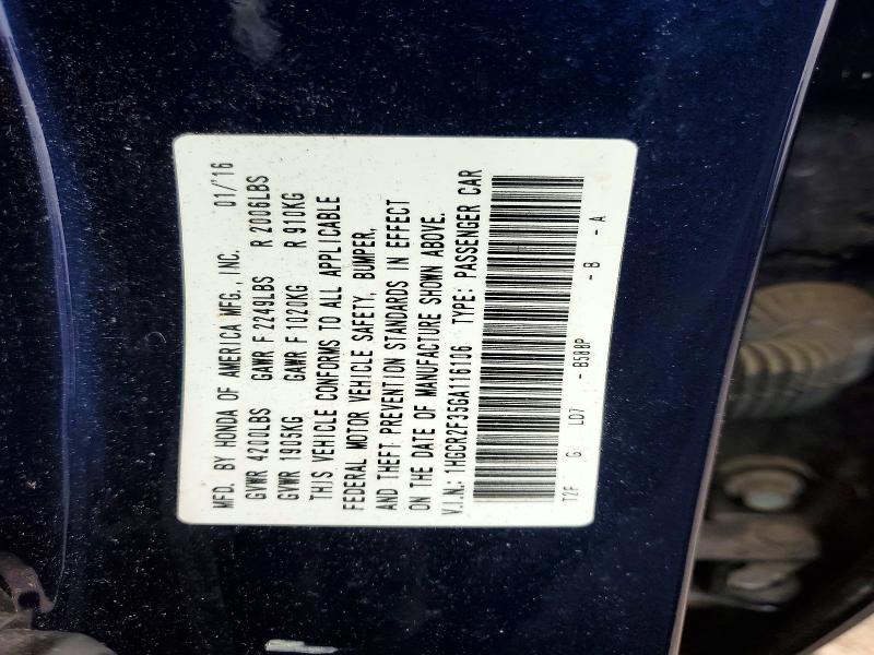 Aukcja sprzedaży 2016 Honda Accord, vin: 1HGCR2F35GA116106, numer aukcji: 52820696