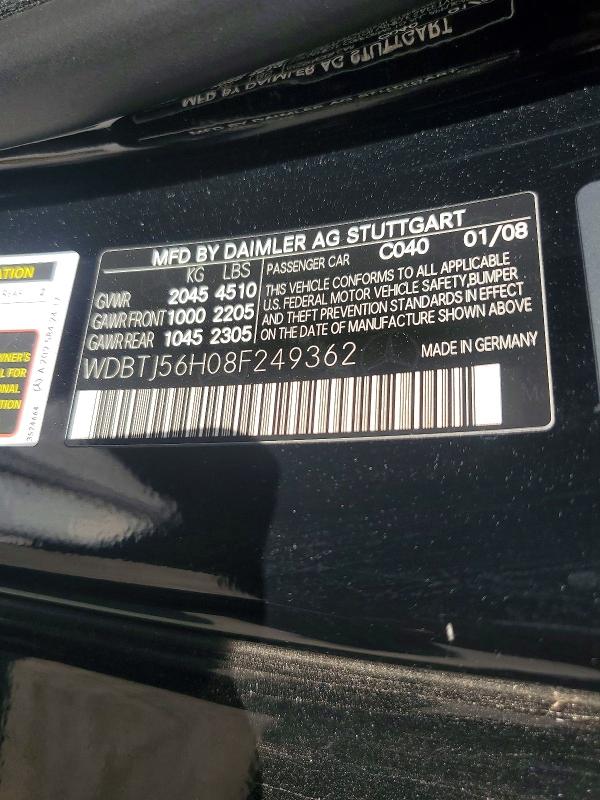Продажа на аукционе авто 2008 Mercedes-benz Clk, vin: WDBTJ56H08F249362, номер лота: 53133846
