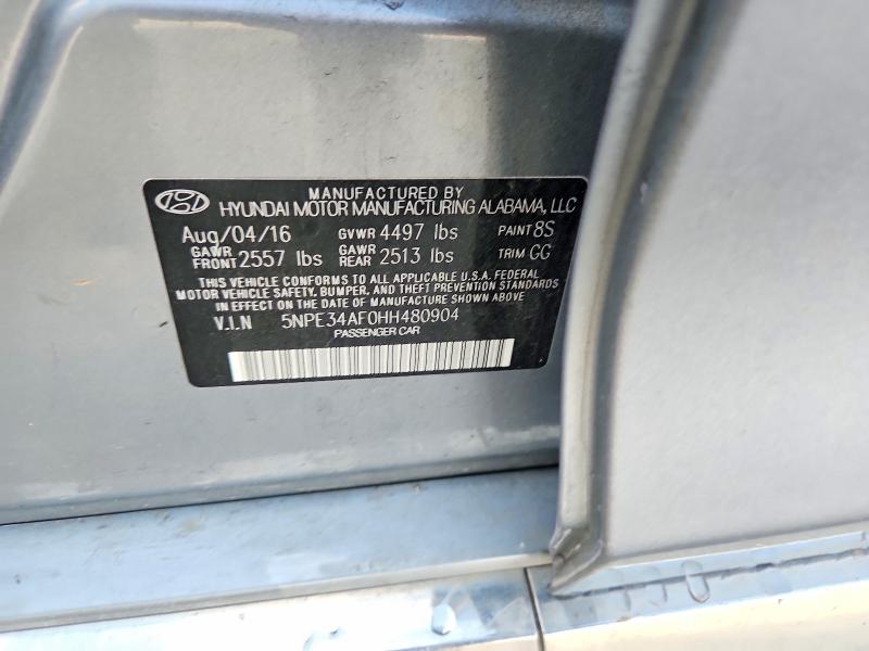 54625006 :رقم المزاد ، 5NPE34AF0HH480904 vin ، 2017 Hyundai Sonata مزاد بيع