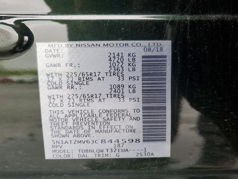 Aukcja sprzedaży 2018 Nissan Rogue, vin: 5N1AT2MV6JC844598, numer aukcji: 53509986