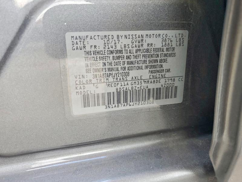 Продажа на аукционе авто 2018 Nissan Sentra, vin: 3N1AB7AP6JY210308, номер лота: 54559296