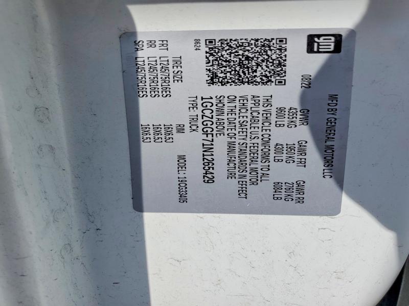 54486576 :رقم المزاد ، 1GCZGGF71N1265429 vin ، 2022 Chevrolet Express G3500 مزاد بيع