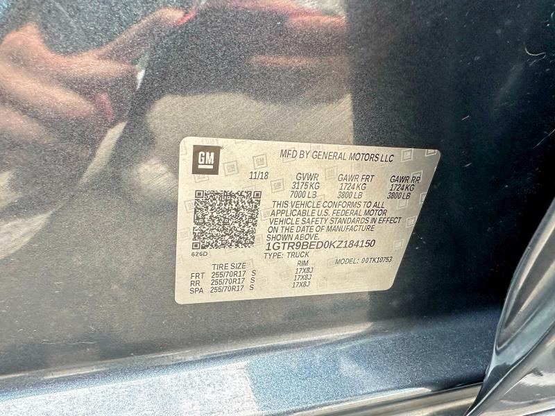 53774316 :رقم المزاد ، 1GTR9BED0KZ184150 vin ، 2019 Gmc Sierra مزاد بيع
