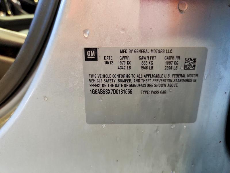 2013 Cadillac Ats მანქანა იყიდება აუქციონზე, vin: 1G6AB5SX7D0131666, აუქციონის ნომერი: 54802676