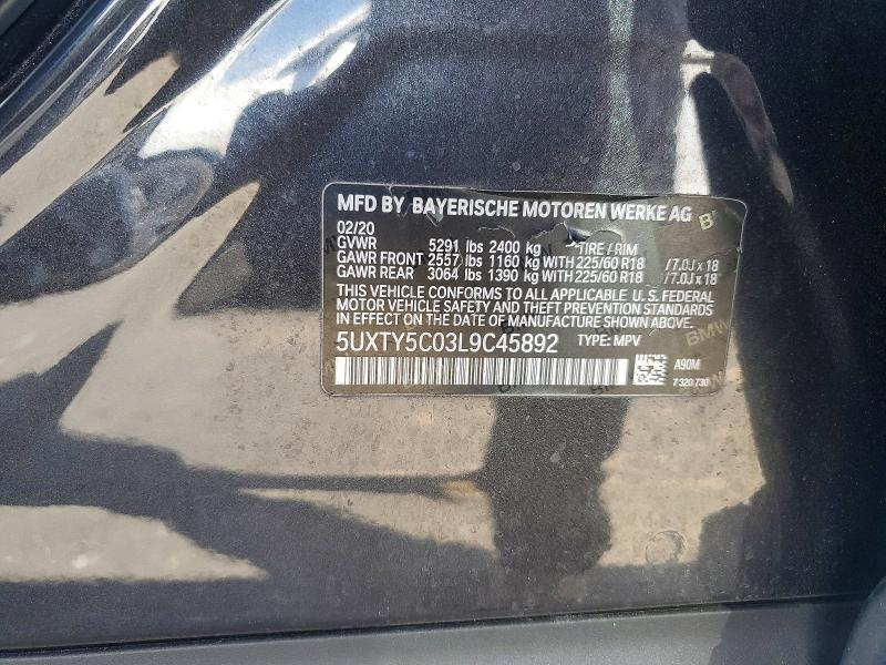 Продаж на аукціоні авто 2020 Bmw X3, vin: 5UXTY5C03L9C45892, номер лоту: 52149706