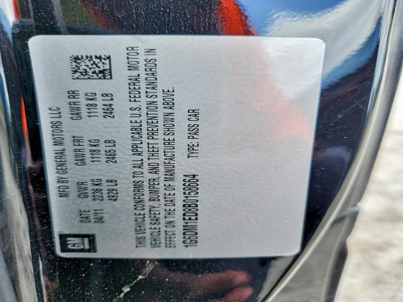 52487706 :رقم المزاد ، 1G6DM1ED8B0158664 vin ، 2011 Cadillac Cts مزاد بيع