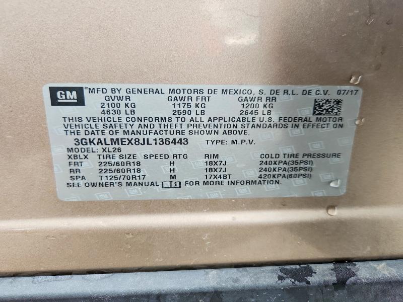 2018 Gmc Terrain მანქანა იყიდება აუქციონზე, vin: 3GKALMEX8JL136443, აუქციონის ნომერი: 54112836