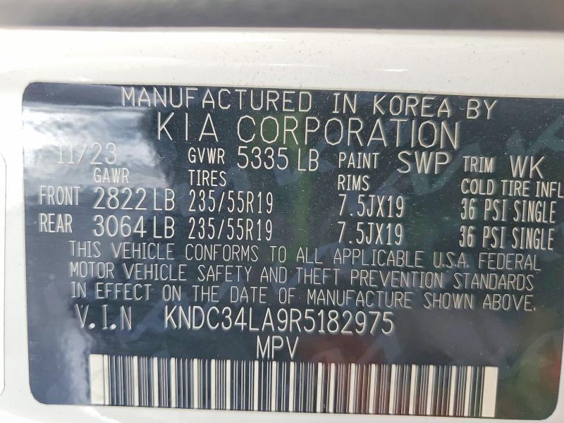 53978036 :رقم المزاد ، KNDC34LA9R5182975 vin ، 2024 Kia Ev6 مزاد بيع