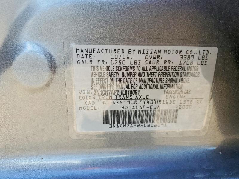 53403236 :رقم المزاد ، 3N1CN7AP2HL818091 vin ، 2017 Nissan Versa مزاد بيع