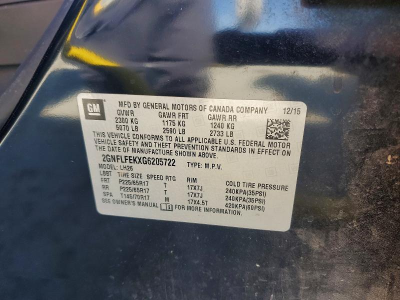 2016 Chevrolet Equinox მანქანა იყიდება აუქციონზე, vin: 2GNFLFEKXG6205722, აუქციონის ნომერი: 52030016